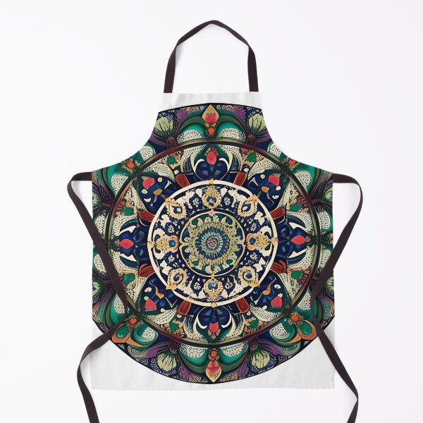Item preview, Floral mandala with blue and orange details designed and sold by MandalasShops.