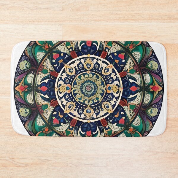 Item preview, Floral mandala with blue and orange details designed and sold by MandalasShops.