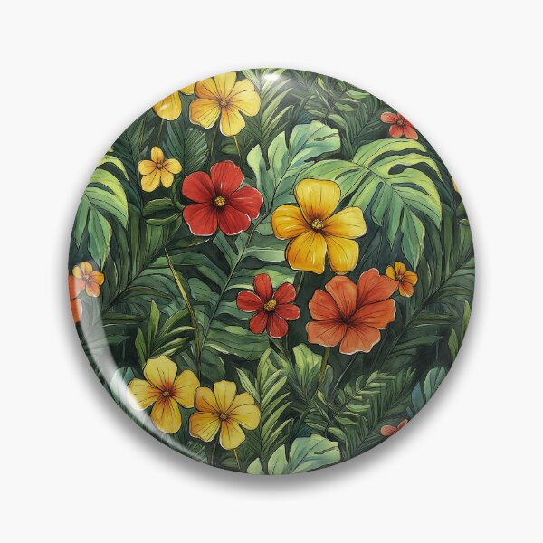 Item preview, Tropical Jungle Floral Pattern with Vibrant Yellow and Red Flowers designed and sold by InkInduldge.