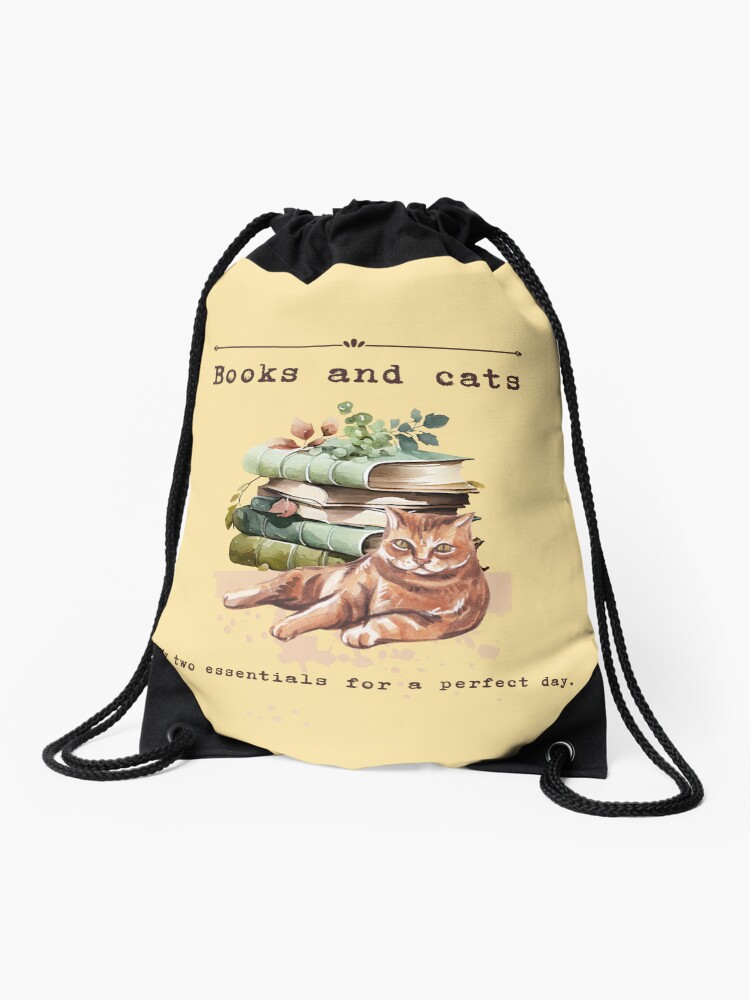 Thumbnail 1 of 3, Drawstring Bag, Teelie Turner Author~Books And Cats~Mellow Yellow™ designed and sold by FairyBookClub.