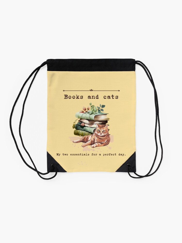 Thumbnail 2 of 3, Drawstring Bag, Teelie Turner Author~Books And Cats~Mellow Yellow™ designed and sold by FairyBookClub.