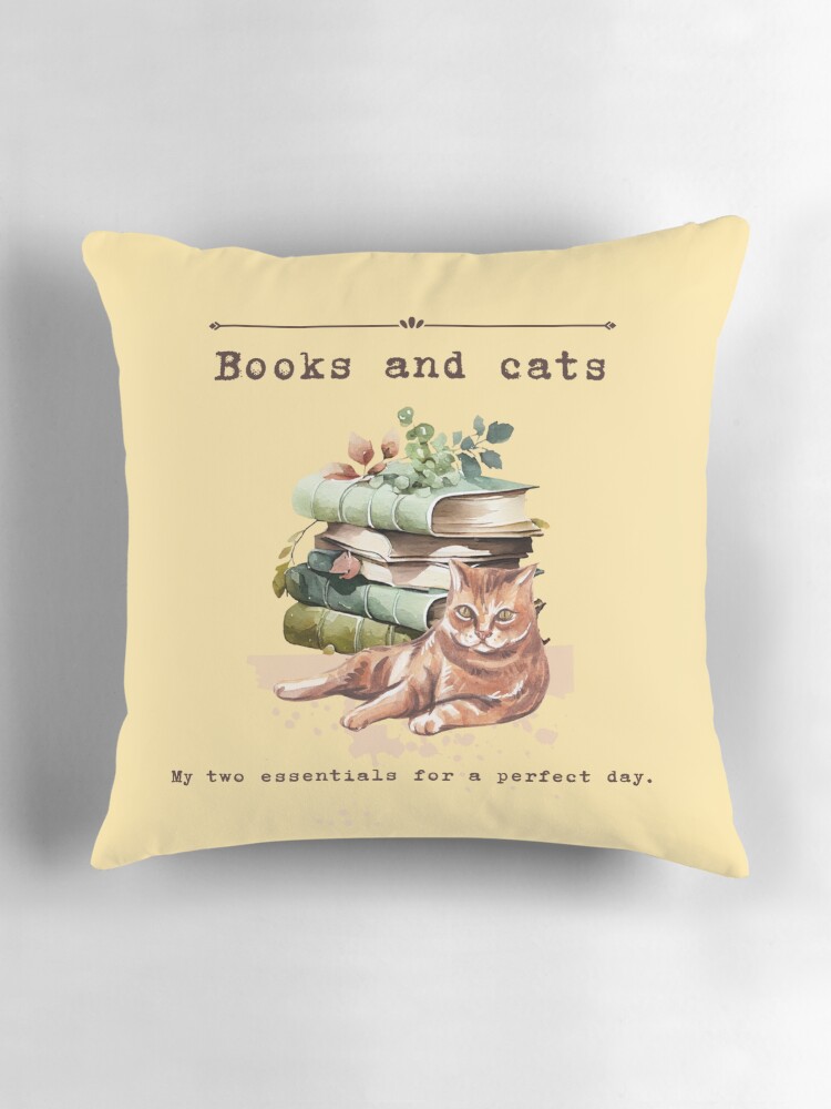 Thumbnail 3 of 4, Pillow, Teelie Turner Author~Books And Cats~Mellow Yellow™ designed and sold by FairyBookClub.