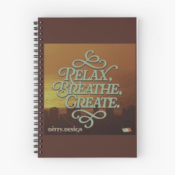 Item preview, "Relax, Breathe, Create" Retro Cityscape Sunset Motivational Art designed and sold by Robert Ditty.