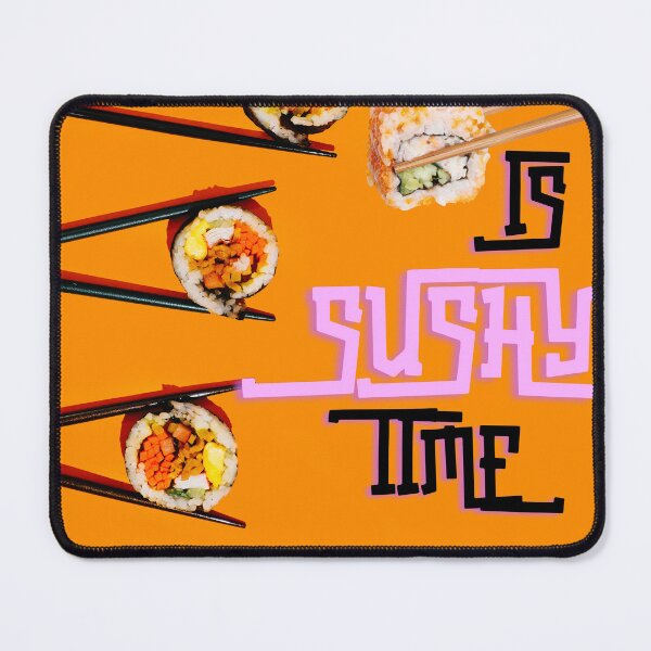 Item preview, Sushi Collection with Chopsticks and Text 'SUSHI TIME' - Appetizing Digital Art on Orange Background designed and sold by tuschollos.