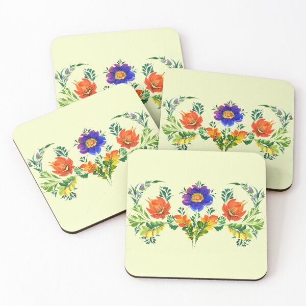 Item preview, Blue, lilac and Red flowers  in Petrykivka style,  Ukrainian art  designed and sold by Sunflower-7.