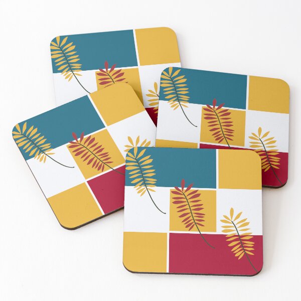 Item preview, Branches with red and yellow leaves on squares and rectangles designed and sold by Ciervo Primavera.