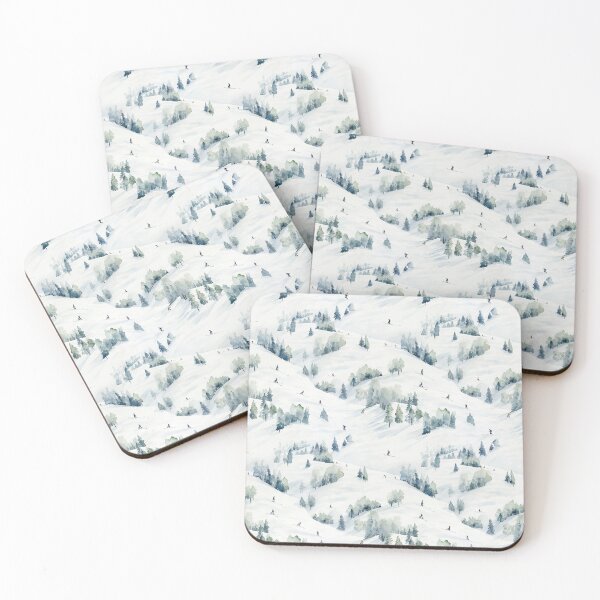 Item preview, Watercolor Snowy Winter Forest Skiing Patterns designed and sold by Mandie Kuo.