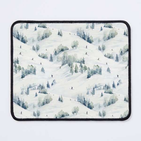 Item preview, Watercolor Snowy Winter Forest Skiing Patterns designed and sold by Mandie Kuo.