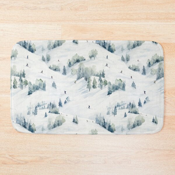 Item preview, Watercolor Snowy Winter Forest Skiing Patterns designed and sold by Mandie Kuo.