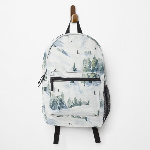 Item preview, Watercolor Snowy Winter Forest Skiing Patterns designed and sold by Mandie Kuo.