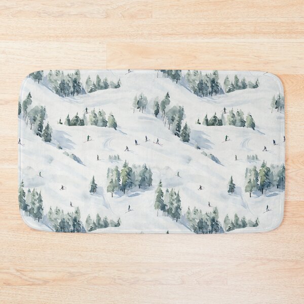 Item preview, Watercolor Snowy Winter Forest Skiing Patterns designed and sold by Mandie Kuo.