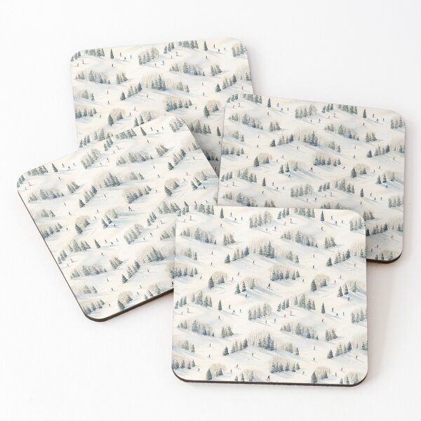 Item preview, Watercolor Snowy Winter Forest Skiing Patterns designed and sold by Mandie Kuo.
