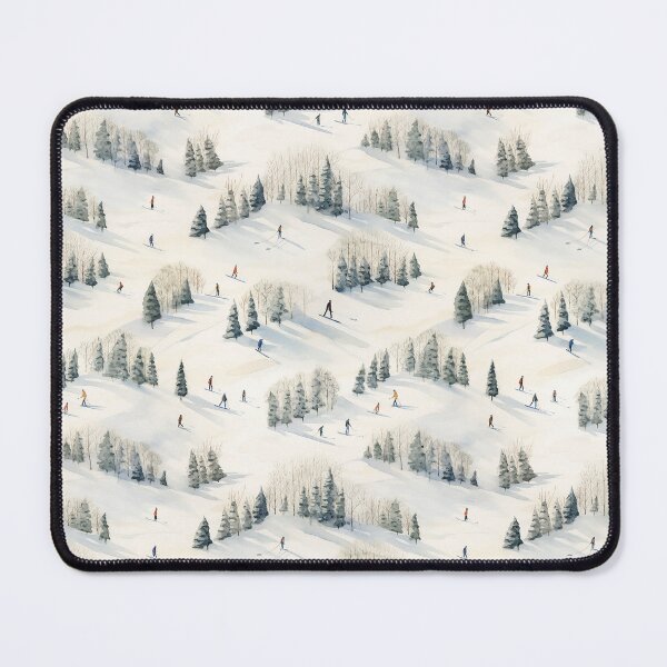 Item preview, Watercolor Snowy Winter Forest Skiing Patterns designed and sold by Mandie Kuo.