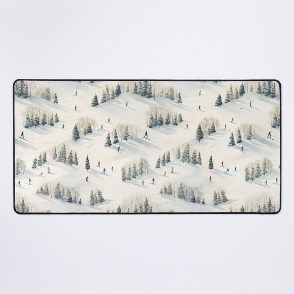 Item preview, Watercolor Snowy Winter Forest Skiing Patterns designed and sold by Mandie Kuo.
