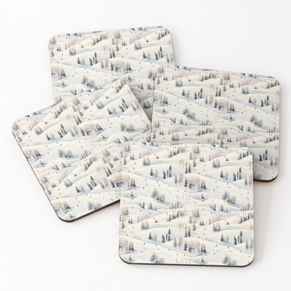 Item preview, Watercolor Snowy Winter Forest Skiing Patterns designed and sold by Mandie Kuo.