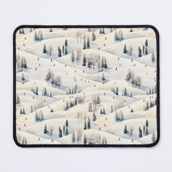 Item preview, Watercolor Snowy Winter Forest Skiing Patterns designed and sold by Mandie Kuo.