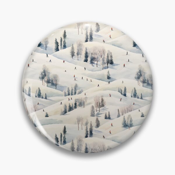 Item preview, Watercolor Snowy Winter Forest Skiing Patterns designed and sold by Mandie Kuo.