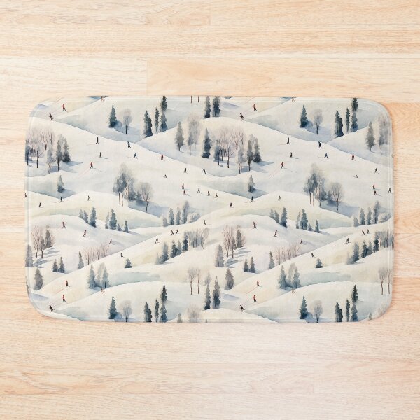 Item preview, Watercolor Snowy Winter Forest Skiing Patterns designed and sold by Mandie Kuo.