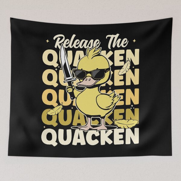 Item preview, Release the Quacken | Cute Duck with a Knife - Black designed and sold by PearlMoonGrapes.