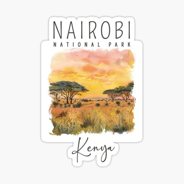 Vista previa del artículo con la obra «Un diseño en acuarela del Parque Nacional de Nairobi - Kenia », diseñado y vendido por Sketch-Shack.