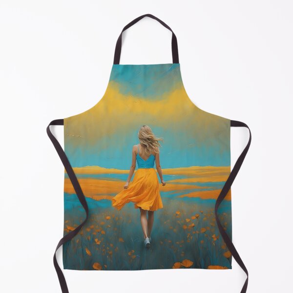 Item preview, Turquoise fields ! - Vivid painting of Girl in yellow skirt designed and sold by UmagineArts.