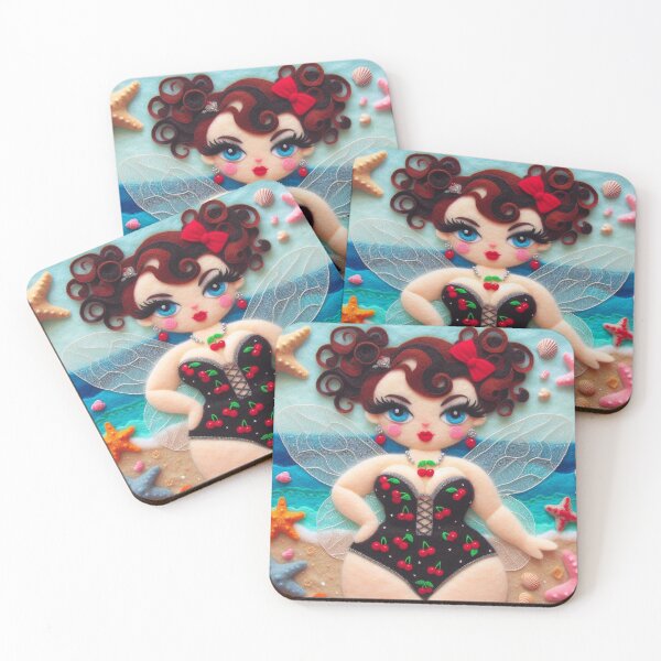 Item preview, Retro Burlesque Fairy at the Beach with Cherries designed and sold by FairytalePress.