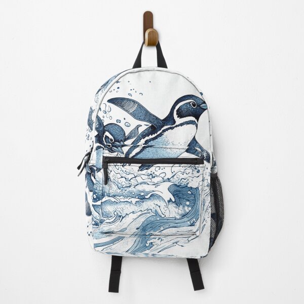 Item preview, Whimsical Illustration of Penguins Sliding on Ice in Intricate Pen Style designed and sold by PaintbrushPlace.