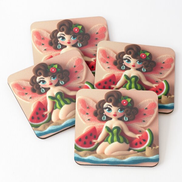 Item preview, Retro Burlesque Fairy at the Beach with Watermelon Swimsuit 2 designed and sold by FairytalePress.