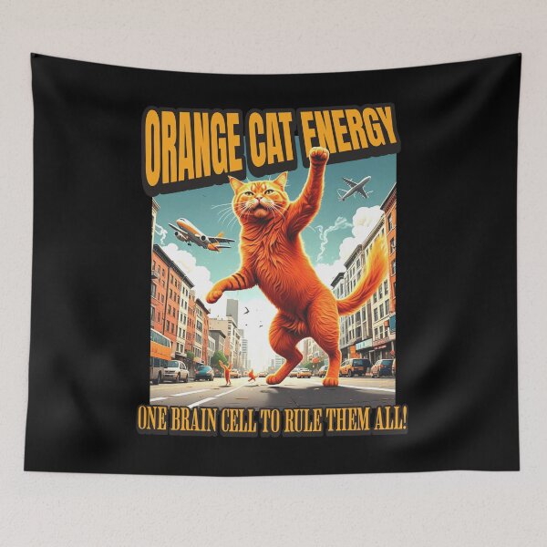 Item preview, Orange Catzilla - Orange Cat Energy Meme  designed and sold by PetNamedPeeve.