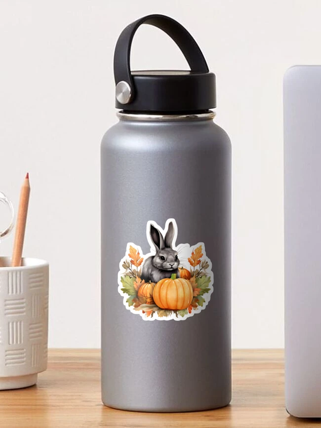 Thumbnail 1 of 3, Sticker, Fall Pumpkin Rabbit designed and sold by DigitalToast.