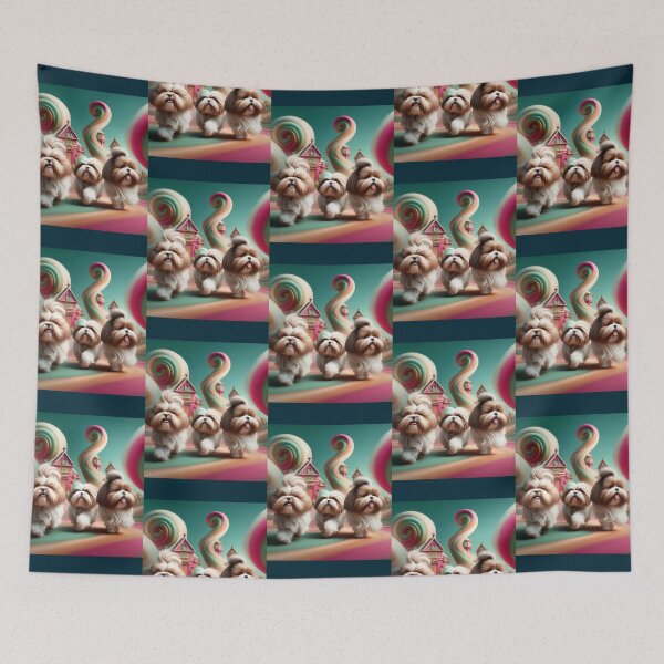 Item preview, 3 Happy Playing Shih Tzus in Candy Land designed and sold by MikeHarperks.