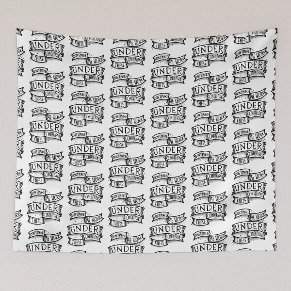 Item preview, Don't make me work under these conditions- black and white boho tattoo style designed and sold by jazzydevil.