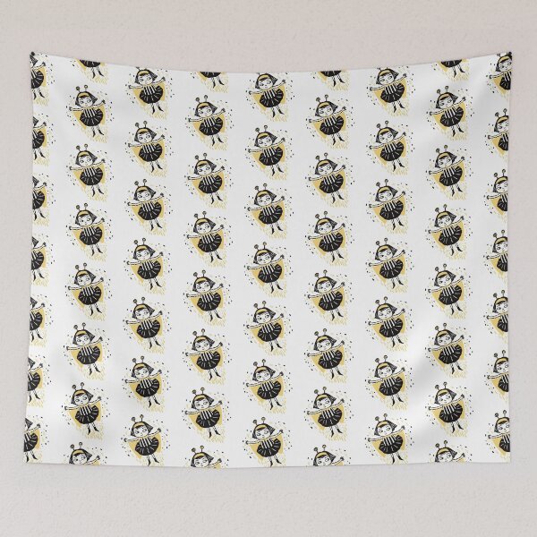 Item preview, Hand drawn art- Bee girl flying designed and sold by jasmineberry.