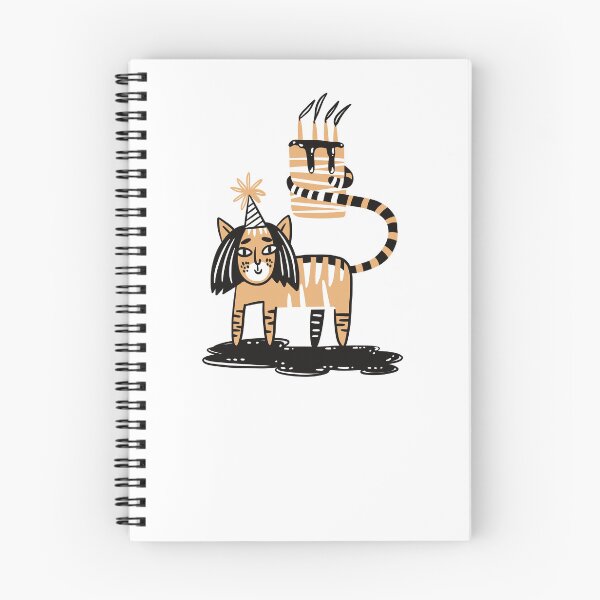 Item preview, Hand drawn art - Tiger with a birthday cake on its tail designed and sold by jasmineberry.