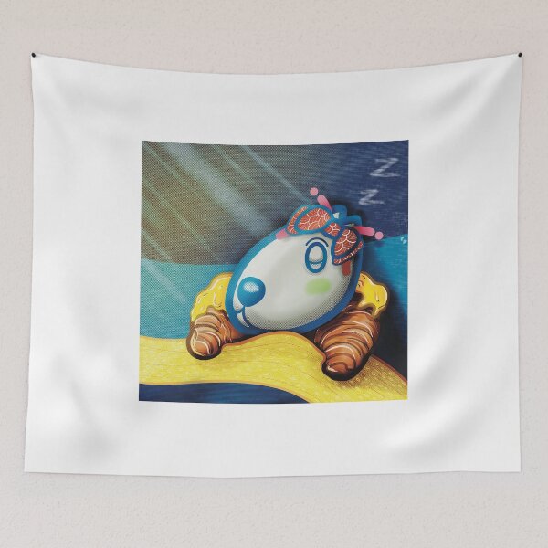 Item preview, Dog having a Sweet dream on croissant pillow and cheese blanket designed and sold by tennstudio.