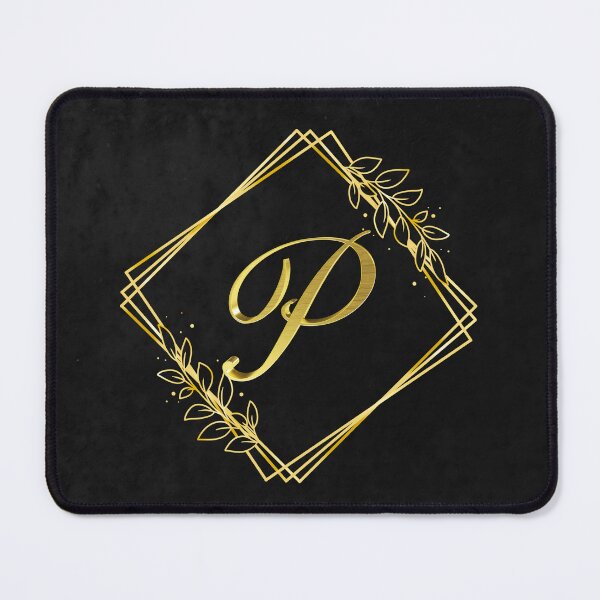 Item preview, Elegant Gold Monogram "P" on Black Background  designed and sold by Fantacaroo Designs.