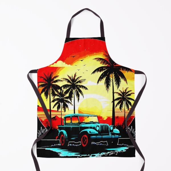 Item preview, Vintage Car at Desert Sunset with Palm Trees designed and sold by VikArtStudio.