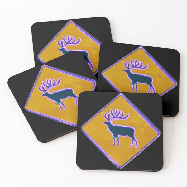 Item preview, Neon Elk, warning sign, Elk crossing road sign designed and sold by aadventures.