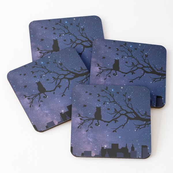 Item preview, Cat watching moon in the night designed and sold by CreatiCat.
