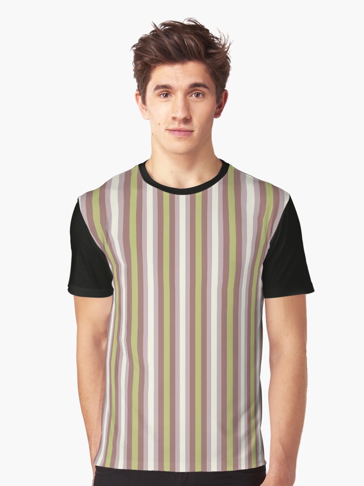 Graphic T-Shirt, Geometric Warm Neutrals Colorful Vertical Stripes designed and sold by Triplicate Limited
