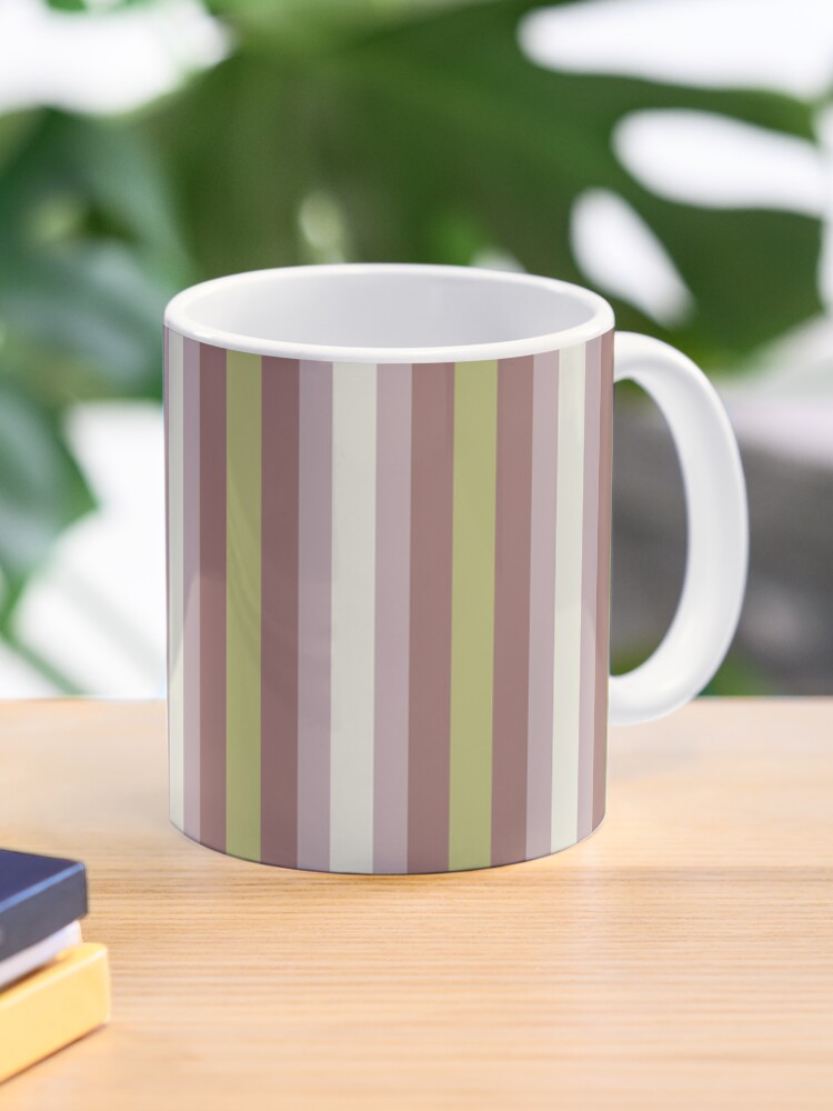 Coffee Mug, Geometric Warm Neutrals Colorful Vertical Stripes designed and sold by Triplicate Limited
