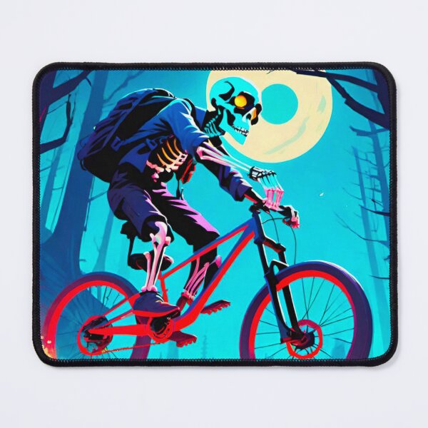 Item preview, Skeleton Cartoon Biking Through Snowy Woods designed and sold by GrizzlyCollective.