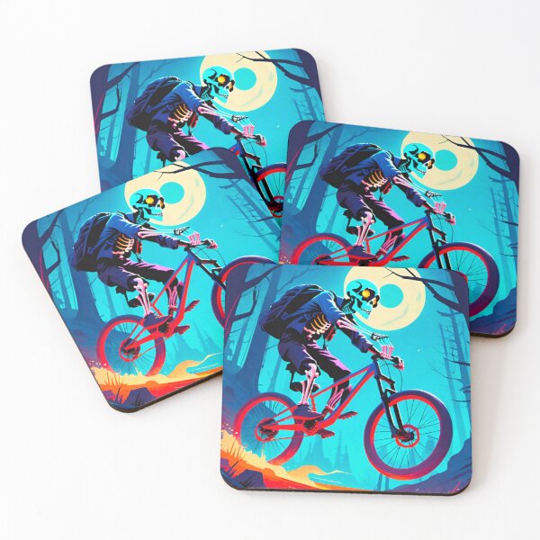 Item preview, Skeleton Cartoon Biking Through Snowy Woods designed and sold by GrizzlyCollective.