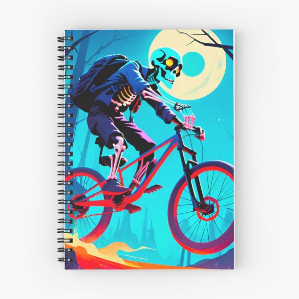 Item preview, Skeleton Cartoon Biking Through Snowy Woods designed and sold by GrizzlyCollective.