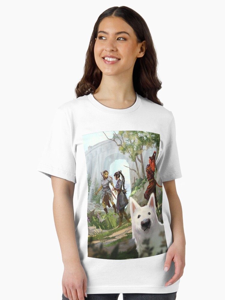 Aperçu 2 sur 7. T-shirt essentiel avec l'œuvre Image de couverture HD de Baldurs Gate 3 créée et vendue par AstarionWonder.