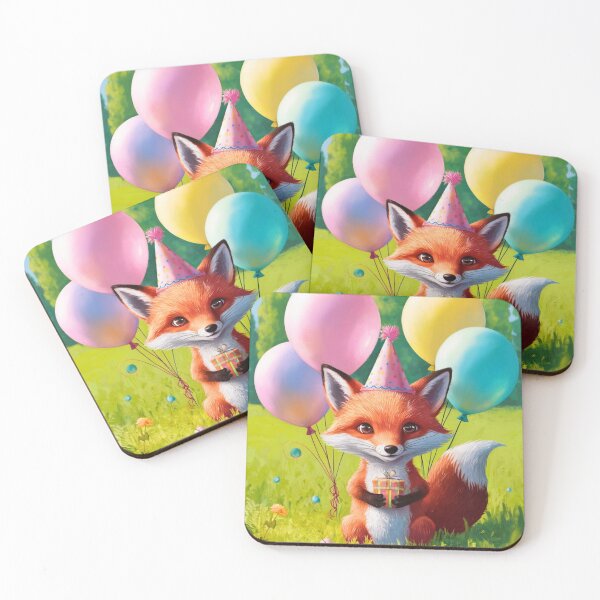 Item preview, Birthday Celebration. Birthday Fox. Adorable fox, birthday balloons, watercolor fox, fox drawing, floral fox designed and sold by FoxVibes.
