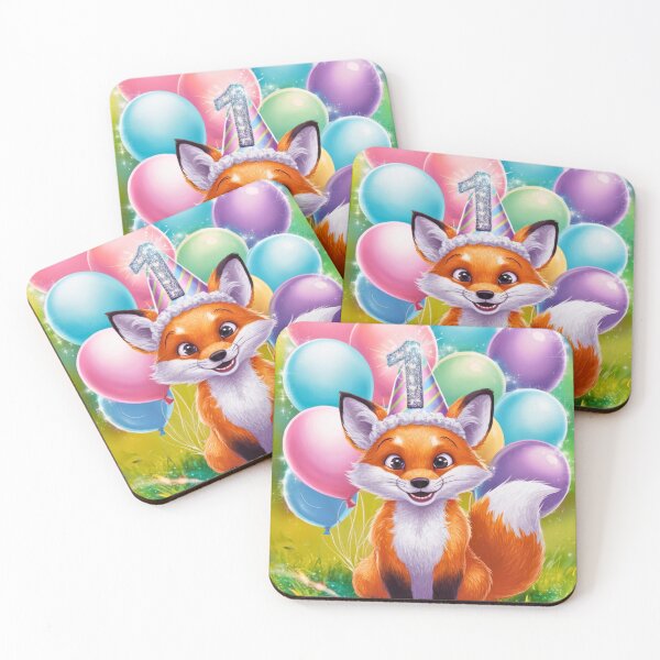 Item preview, Birthday Celebration. Birthday Fox. Adorable fox, birthday balloons, watercolor fox, fox drawing, floral fox designed and sold by FoxVibes.