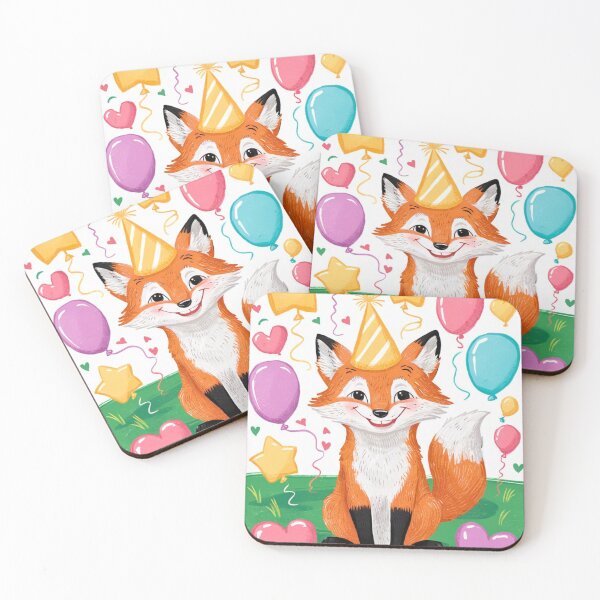 Item preview, Birthday Celebration. Birthday Fox. Adorable fox, birthday balloons, watercolor fox, fox drawing, floral fox designed and sold by FoxVibes.