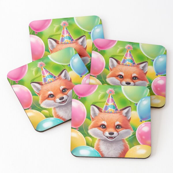Item preview, Birthday Celebration. Birthday Fox. Adorable fox, birthday balloons, watercolor fox, fox drawing, floral fox designed and sold by FoxVibes.