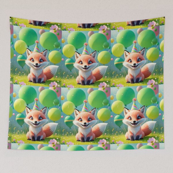 Item preview, Birthday Celebration. Birthday Fox. Adorable fox, birthday balloons, watercolor fox, fox drawing, floral fox designed and sold by FoxVibes.